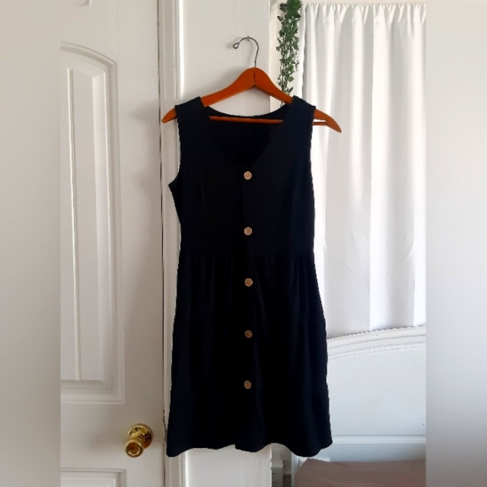 Black V-Neck Summer Dress
